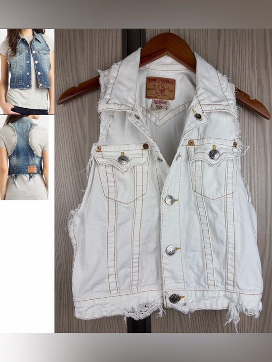 True Religion Jackets & Blazers - True Religion ‘Leah’ Rips Racerback Denim Vest ~ in White